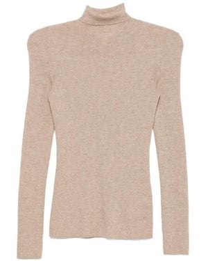 Maje Ribbed-Knit Roll-Neck Sweater - White