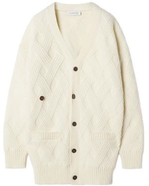 Lanvin Cardigan Ample En Maille Torsadée - White