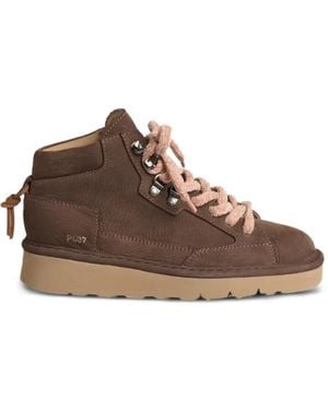 Pànchic P007 Lace-Up Nubuck Leather Trainers - Brown