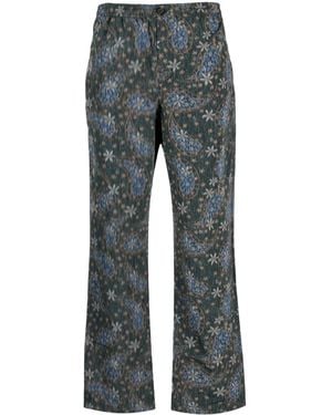 Soulland Floral-Paisley Straight-Leg Pants - Blue