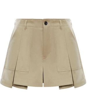 Sacai Short À Design Plissé - Neutre
