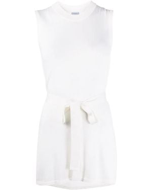 Malo Belted Knitted Tunic - White