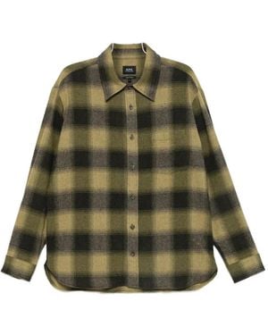 A.P.C. Check-Pattern Button-Up Shirt - Green