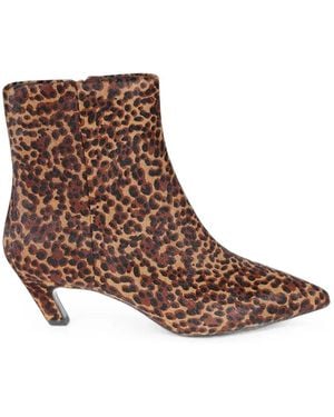 Ash Leopard-Print Calf Hair Ankle Boots - Brown