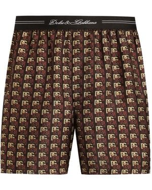 Dolce & Gabbana Logo-Plaque Boxers - Brown