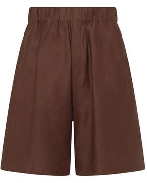 Laneus Elasticated-Waistband Shorts - Brown