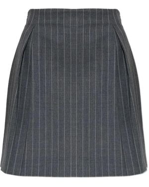 Valentino Garavani Pinstripe Pleated Skirt - Grey