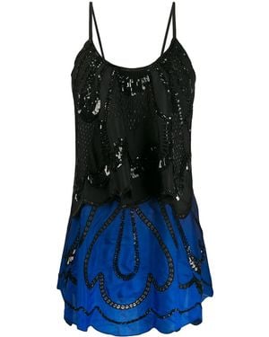 Alberta Ferretti Tiered Embellished Mini Dress - Black