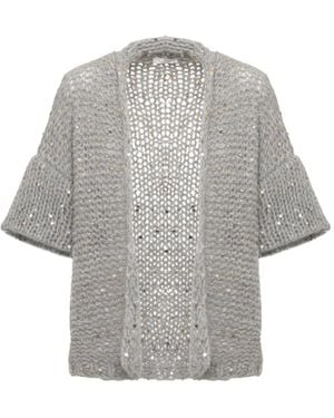 Panicale Grob Gestrickter Cardigan Mit Pailletten - Grau