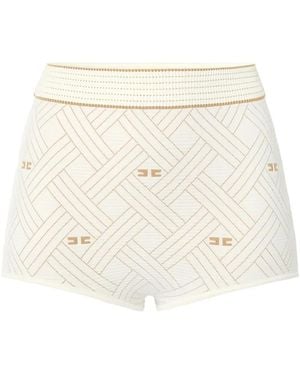 Elisabetta Franchi Diamond-Jacquard Knit Shorts - Natural