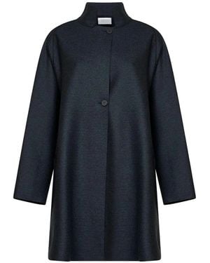 Harris Wharf London High-Neck Raglan-Sleeve Coat - Blue