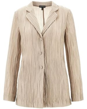 Emporio Armani Single-Breasted Blazer Jacket - Natural