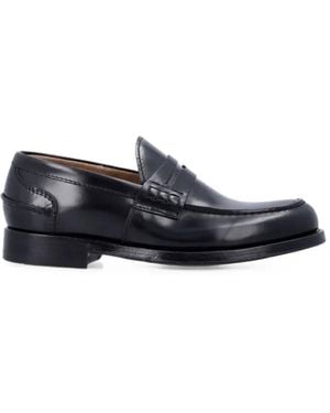 Green George Polished Leather Loafers - Blue