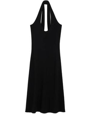 Ami Paris Jersey Halter Midi Dress - Black