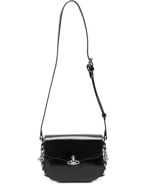 Vivienne Westwood Orb-Plaque Crinkled-Finish Shoulder Bag - White