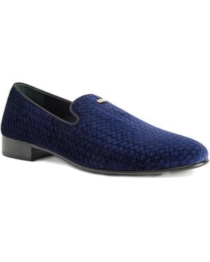 Giuseppe Zanotti Woven-Pattern Velvet Loafers - Blue