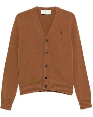 Ami Paris Cardigan Mit V-Ausschnitt - Braun