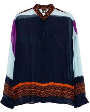 Tessitura Batiste Colour-Block Shirt - Blue