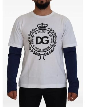 Dolce & Gabbana Logo-Print Layered-Sleeve Sweater - Gray