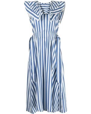 3.1 Phillip Lim Striped Asymmetric Midi Dress - Blue