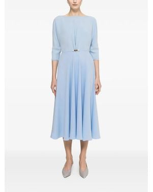 Nissa Pearl-Detail Crepe Midi Dress - Blue