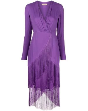 Twinset Abito Midi Con Scollo A V - Viola