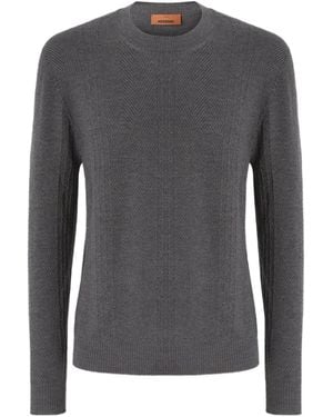 Missoni ヘリンボーン ケーブルニット セーター - グレー