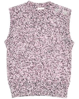 Liu Jo Mouliné Vest With Bejewelled Buttons - Pink