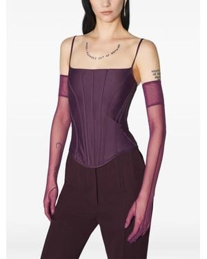 Mugler ボーンパネル トップ - パープル