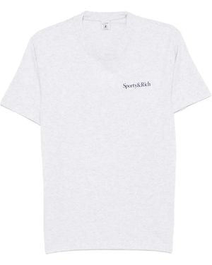 Sporty & Rich Fema Logo-Print T-Shirt - White