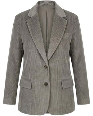 Brunello Cucinelli Corduroy Single-Breasted Blazer - Grey