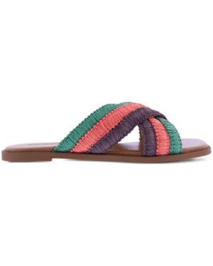 Inuovo Woven Crossover-Strap Sandals - Green
