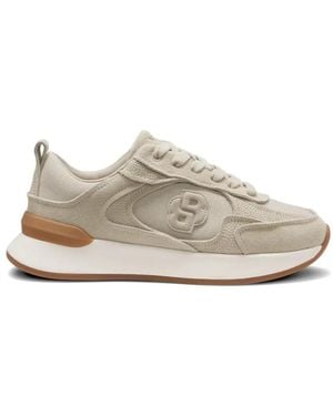 BOSS Double B Monogram-Patch Sneakers - White