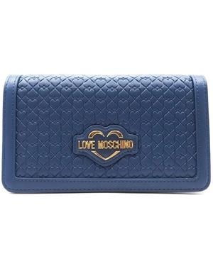 Love Moschino Heart-Embossed Logo-Plaque Bag - Blue