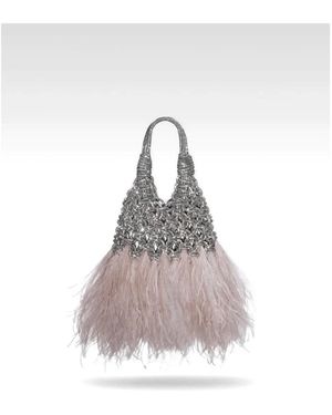 HIBOURAMA Mini Vannifique Plumes Crystal-Embellished Tote Bag - Metallic