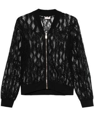 Liu Jo Reißverschluss-Cardigan mit Spitzeneinsatz - Schwarz