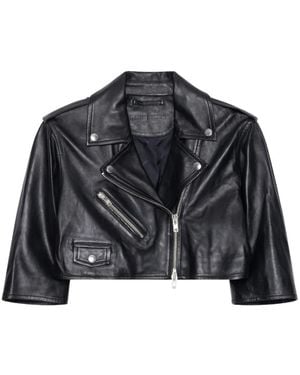 Stand Studio Veste En Cuir Piper À Coupe Crop - Black