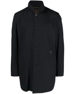 Moorer Stand-Up Collar Raincoat - Blue