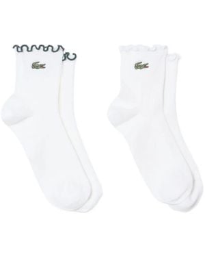 Lacoste Ruffled-Trim Ribbed Socks (Set Of Two) - White