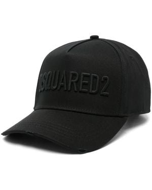 DSquared² Logo-Embroidered Distressed Baseball Cap - Black