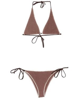 MC2 Saint Barth Marielle Ws Crochet-Trim Smocked Bikini - White