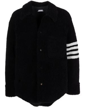 Thom Browne 4-bar Shearling Jacket - Black