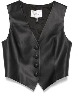 Nissa Faux-Leather Waistcoat - Black