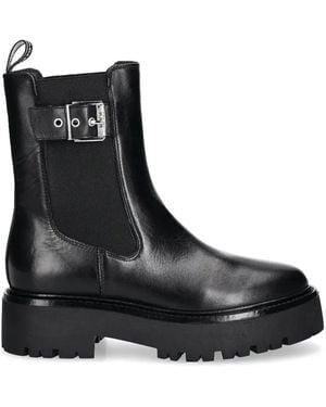 KARL LAGERFELD Buckled Leather Chelsea Boots - Black
