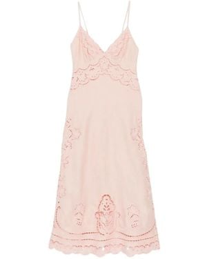 FARM Rio Vestido Midi Tirantes Rosa Troquelado - Pink
