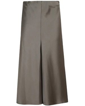 Brunello Cucinelli Satin-Finish Maxi Skirt - Grey