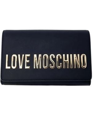 Love Moschino Logo-Plaque Chain-Strap Clutch Bag - Blue