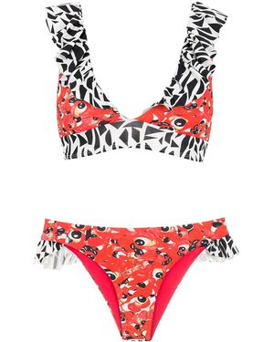 Isolda Bikini Guaraná estampado - Rojo