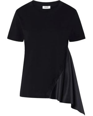 Liu Jo Bimaterial T-Shirt - Black