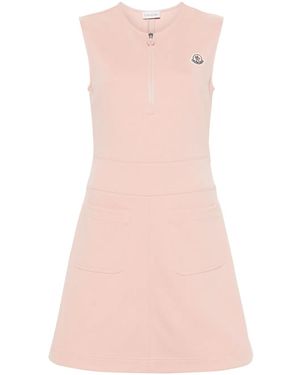 Moncler Logo-Appliqué Mini Dress - Pink